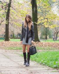 IDEE OUTFIT: ABITO PIED DE POULE & STIVALI AL GINOCCHIO