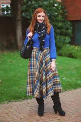 How To Stay Stylish In Cold Weather | A Check Midi Skirt