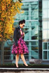 My Comfy Zone: Floral Skater Dress and Leather Biker Jacket