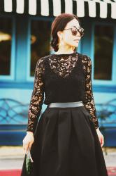 Different Holiday Tone: Black Lace and Black Full Skirt