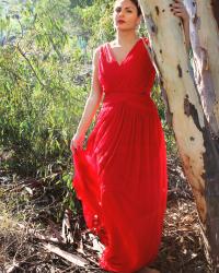 VESTIDO LARGO DE FIESTA ROJO / LONG RED DRESS PARTY