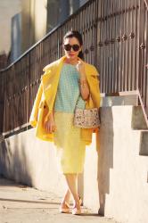 50′s Pastels: Pencil Skirt and Yellow Coat