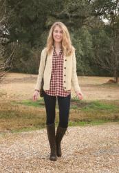 Plaid + Irish Knit