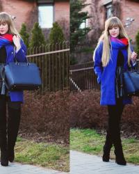 Michael Kors Selma navy & blue coat