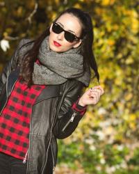 RED & BLACK PLAID BLOUSE