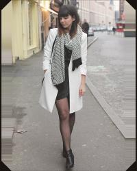 White Coat  BLACK DRESS