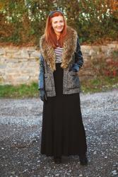 Ways To Wear A Black Maxi | With A Fur, Tweed & Leather Coat