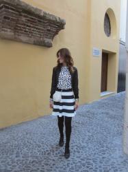 black and white  + leopard print 