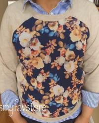 J. Crew Merino Silk-Panel Sweater in Antique Floral 