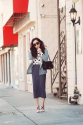 Windy Day in LA : Double Polka Dots and Sweater Jacket