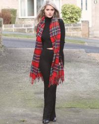 TARTAN SCARF & LACE FLARES