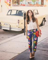 Florals...Vintage car..and shorter hair!