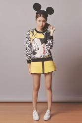 (Choies sweater-skirt set and Mickey Mouse ears beret, Topshop...