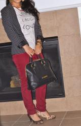 Work Style: Blazer, Tee and red pants