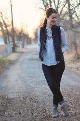 Outfit: A Vest, A Necklace and A Lot of Blue