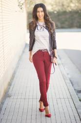 The burgundy pants