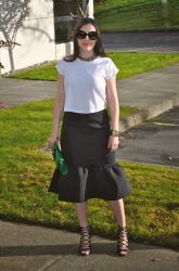 PEPLUM SKIRT AND CROPPED T-SHIRT