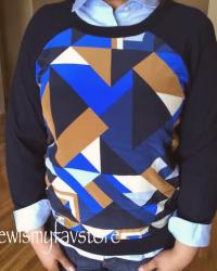 J. Crew Merino Silk-Panel Sweater in Cubist Print