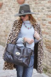 Leopard faux fur, satchel bag