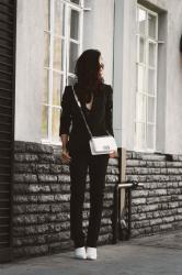 Black and White Style: Black Tuxedo and White Chanel Bag