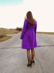 purple coat & grey-black