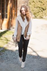 Fur leather vest