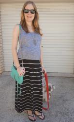 Grey Tank, Striped Maxi, RM Mini MAC | Khaki Tee, Asos Maternity Pencil Skirt, Alexander Wang Rocco