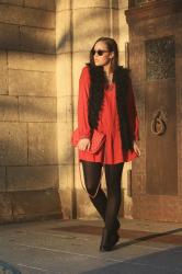 red longsleeve dress