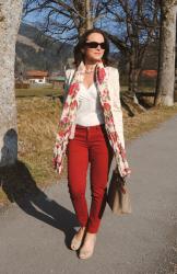 RED SKINNIES AND FLORAL PRINTS