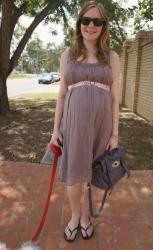 Mulberry Alexa Bag Again. Belted Cotton Dress, Jeanswest Tank, Grey Maxi Skirt and Havaianas