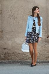 Vestido de corazones & biker azul