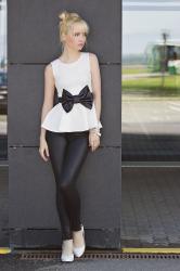 LOOK OF THE DAY: WHITE PEPLUM TOP WITH BOW