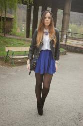 Blue skirt.