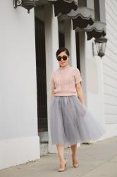 Blush and Gray: Knit Top and Tulle Skirt