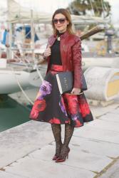 Full floral midi skirt in scuba