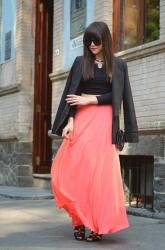 Coral skirt.