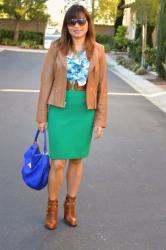 Work to Play: Watercolor Top & Leather Jacket