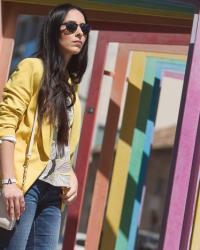 Yellow Blazer and Denim Blue Meltin' Pot Jeans