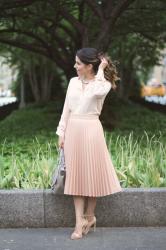 Pleated Skirt + Blush Tones