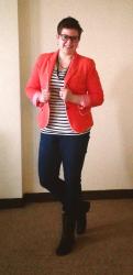 Pinned It and Did It: Coral Blazer and Stripes