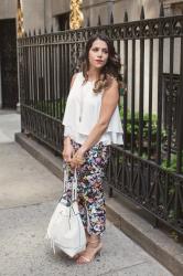 Necklace Giveaway | Floral Pants + White Crop Top