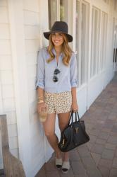 Chambray Top & Leopard Shorts