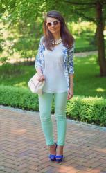 HELLO JUNE! | PORCELAIN PATTERN BLAZER & MINT TROUSERS