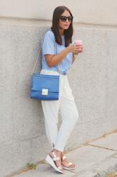 White and blue look