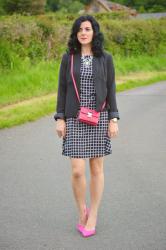 Black &White Dress with a dash of Pink