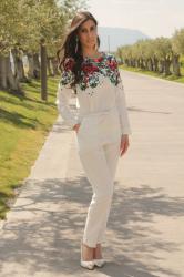 White jumpsuite with floral print