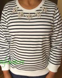 J. Crew Jeweled Sweatshirt in Stripe