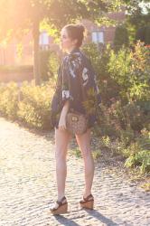 Kimono, Paper Bag Waist Shorts