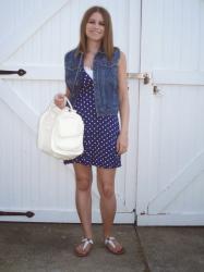 Denim Vest and Polka Dot Dress