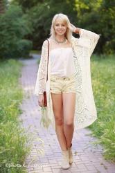 White openwork sweater boho style.